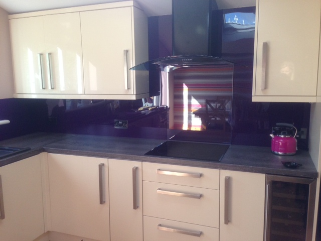 Purple acrylic splash back